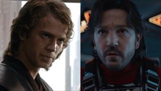 Hayden Christensen as Anakin in Revenge of the Sith and Diego Luna as Cassian in Andor Season 2