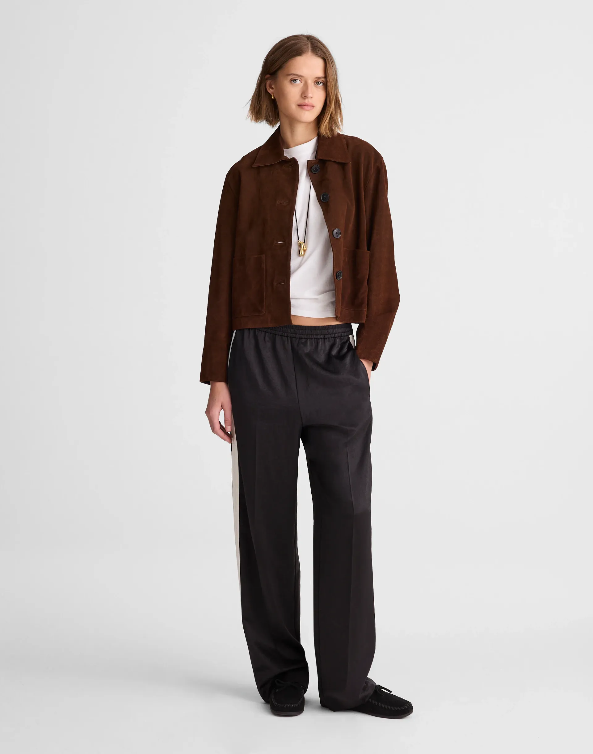 The Easy Pull-On Track Pant in Satin