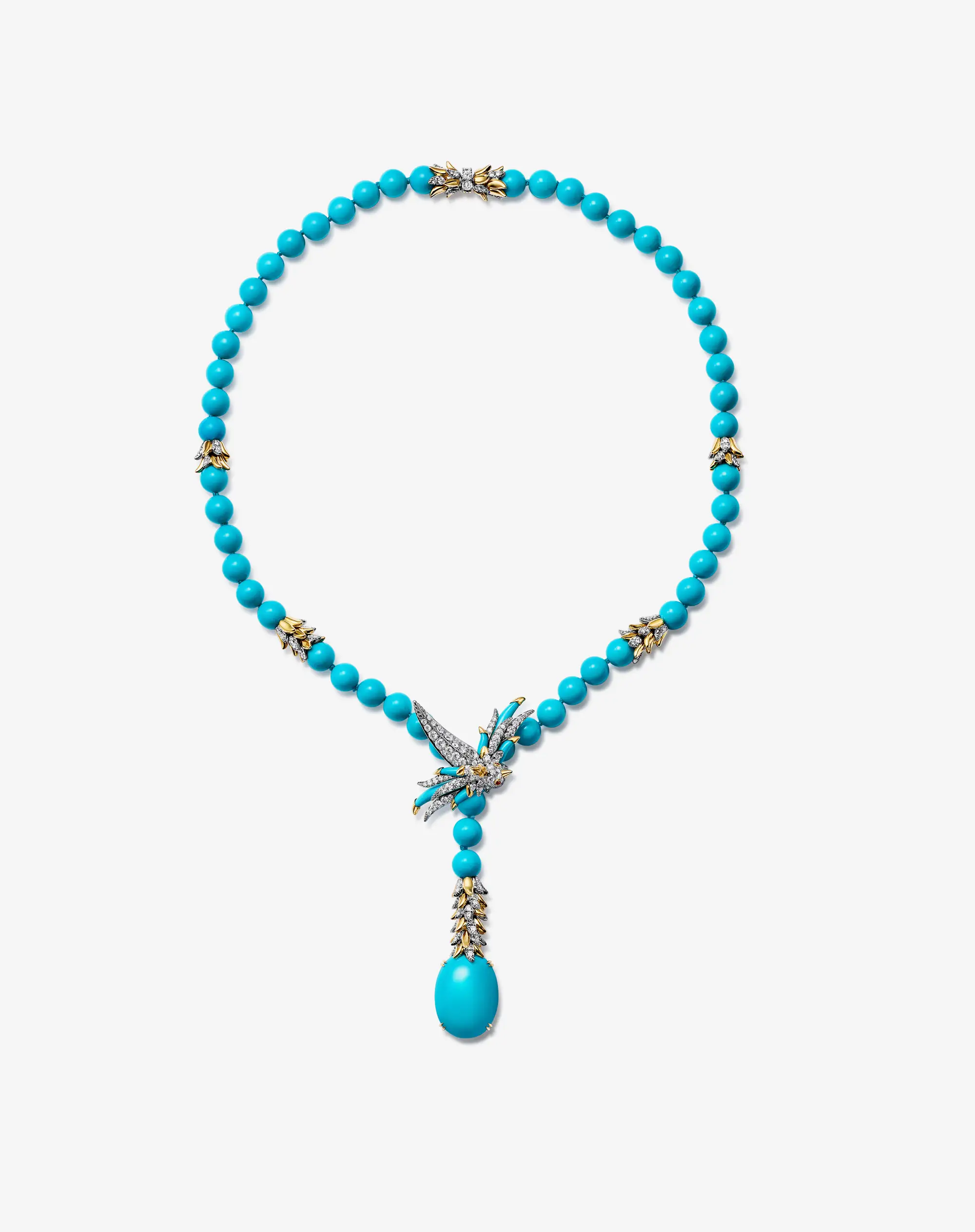 ab Tiffany &amp;amp; Co. Bird on a Rock Lariat Necklace in Platinum and 18k Gold with Turquoise, &amp;pound;POA