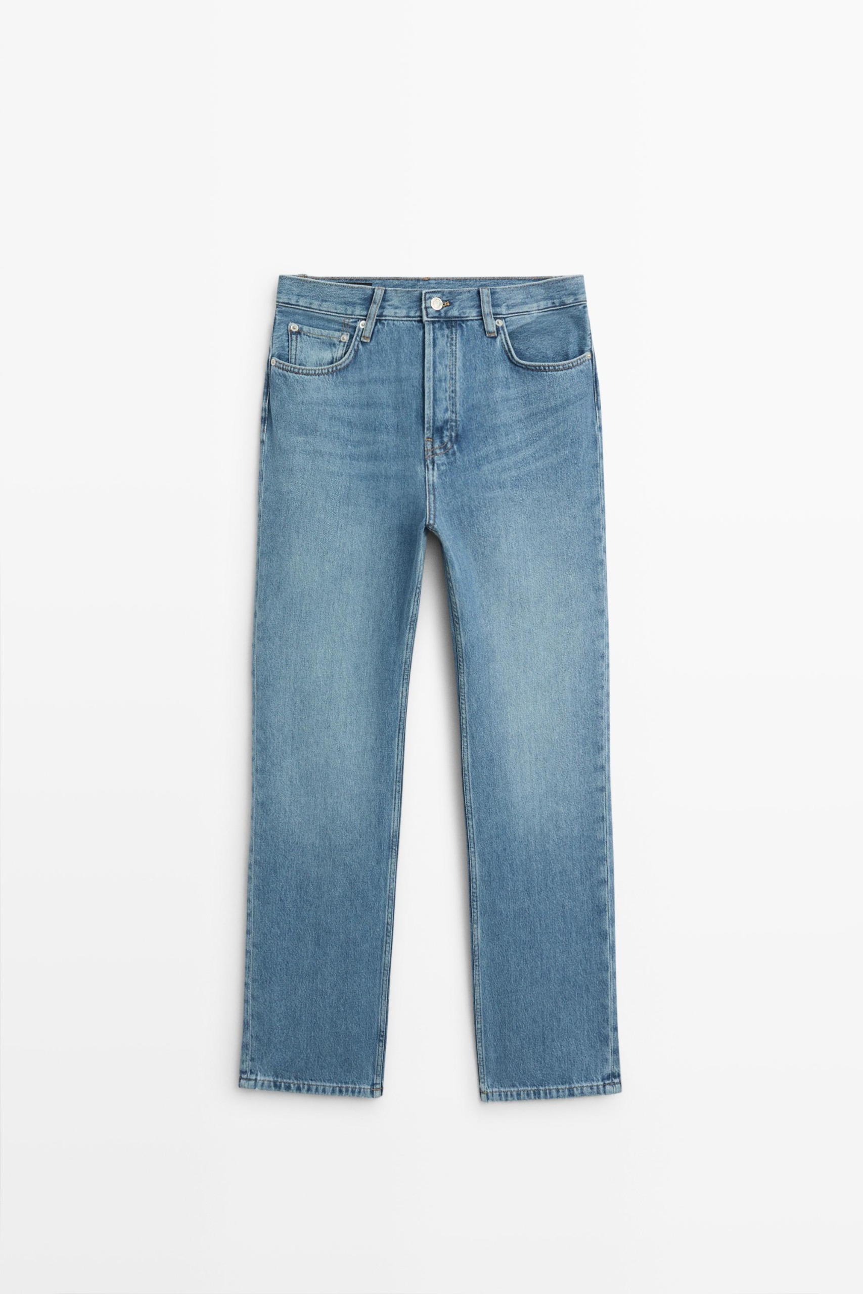 Mid-Waist Straight-Leg Jeans