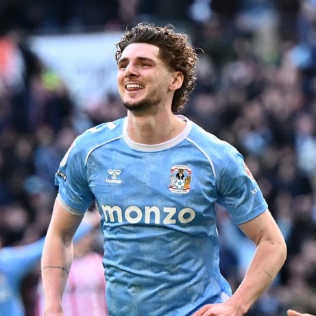 Jack Rudoni of Coventry celebrates after scoring the winning goal during the Sky Bet Championship match between Coventry City and Stoke City. (Photo by Gareth Copley/Getty Images)