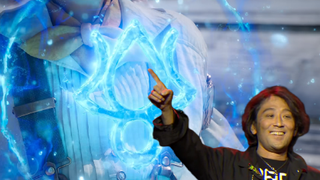 Masayoshi Soken from Final Fantasy 14, edited to be pointing at a potential job symbol shown in the FF14 Evercold trailer.