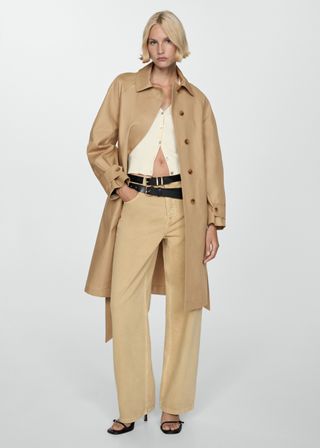 Mango, Baumwoll-Trenchcoat mit Gürtel