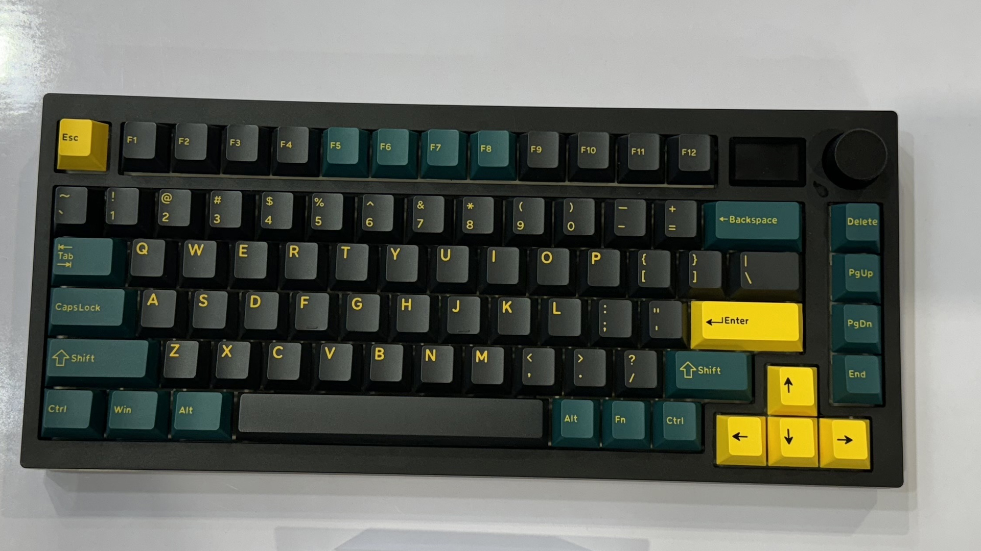 Mistel MD750 mechanical keyboard on a desk at Computex 2024.