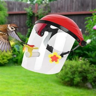 Jlfnya Wearable Hummingbird Feeder Hat Face Cover Hummingbird Feeder Adjustable Headband Head Mounted Bird Feeder for Outside Garden