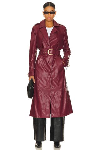 Faux Leather Trench Coat