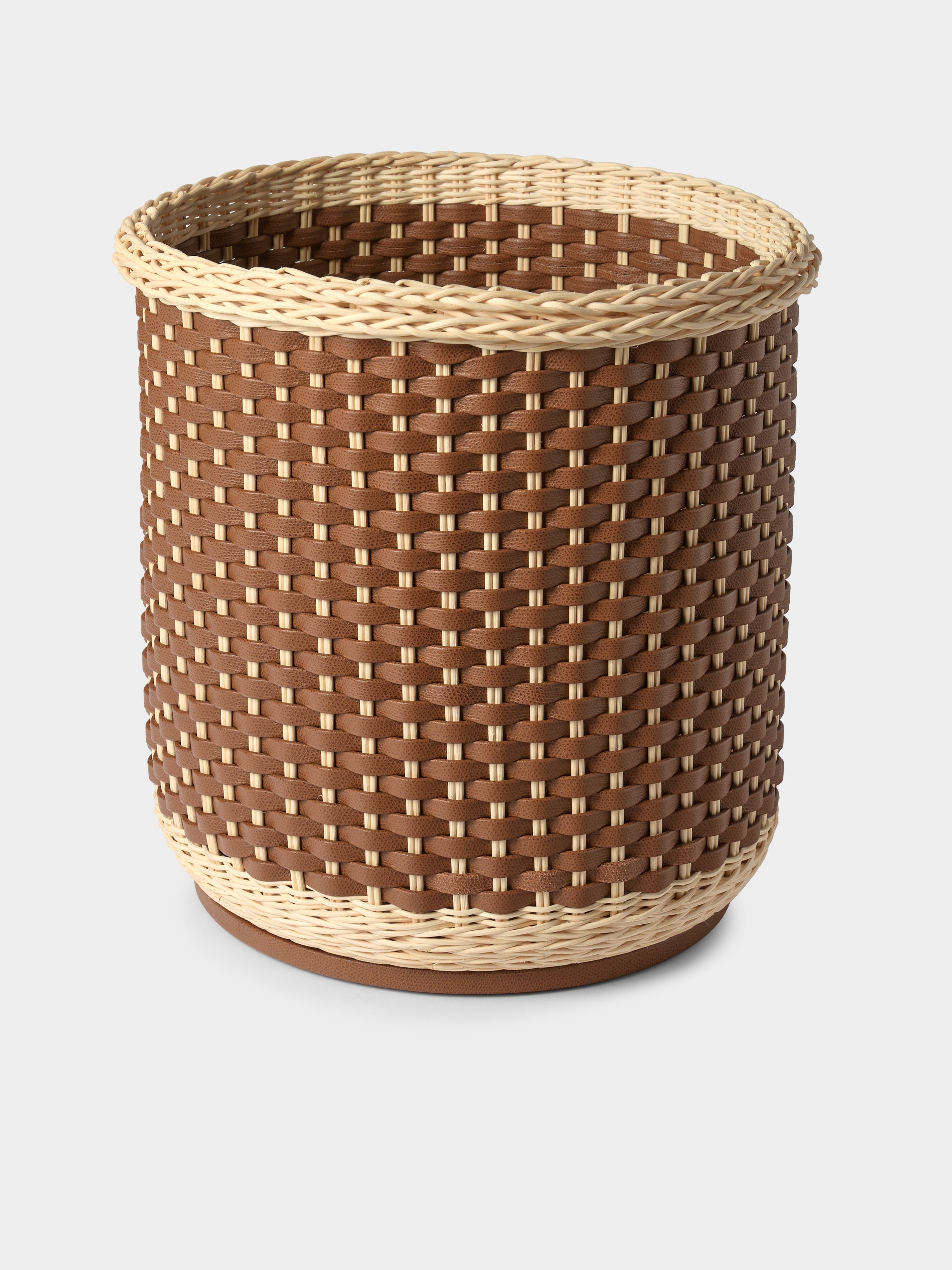 Monet Leather and Rattan Storage Basket