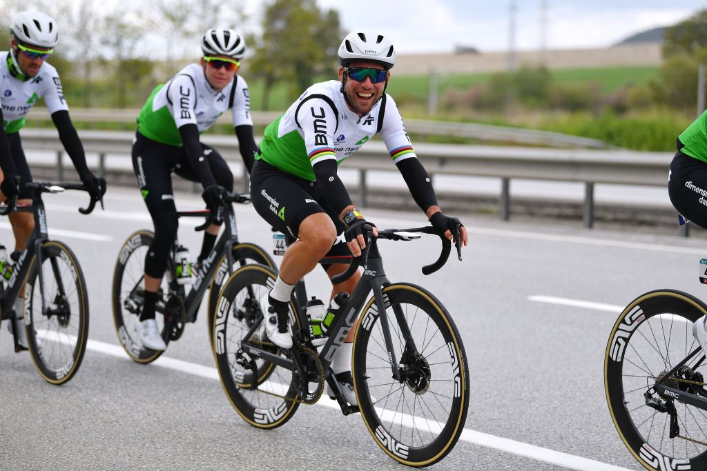 A happy Mark Cavendish in the bunch