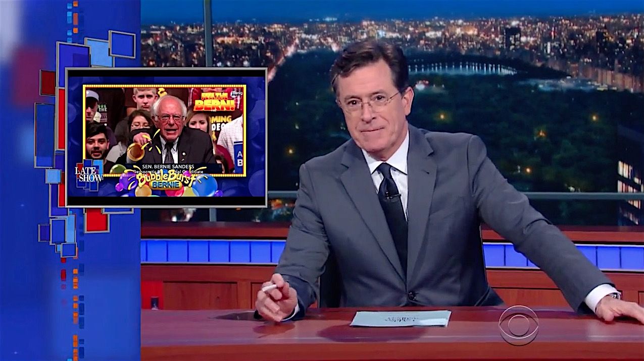 Stephen Colbert introduces &amp;quot;Bubble Burst Bernie&amp;quot; the game