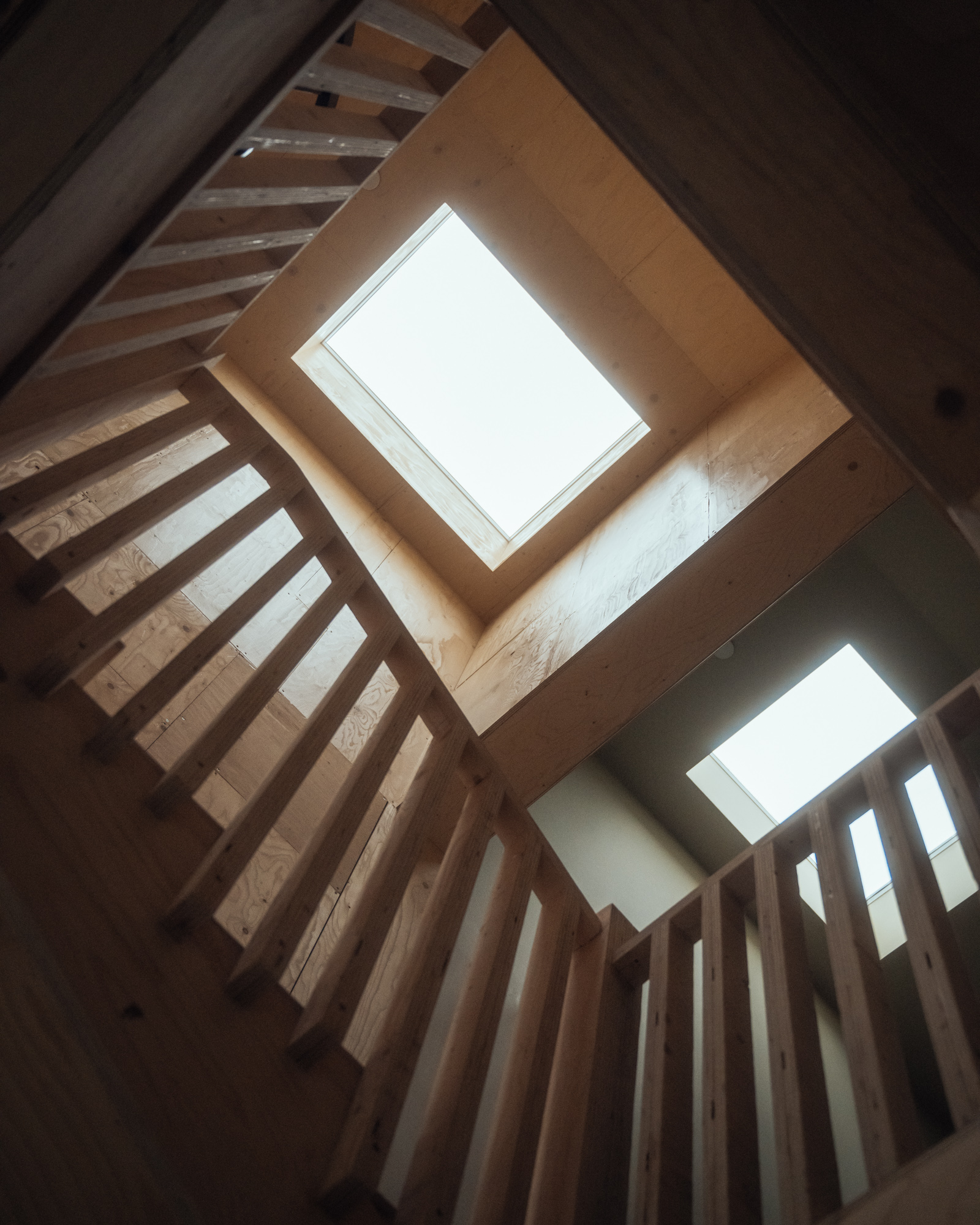 Looking up the triple height central atrium