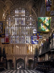 Fig 2: The huge expanse of glass in the great west window of Henry VII’s Chapel. Westminster Abbey, London. ©Will Pryce for the Country Life Picture Library