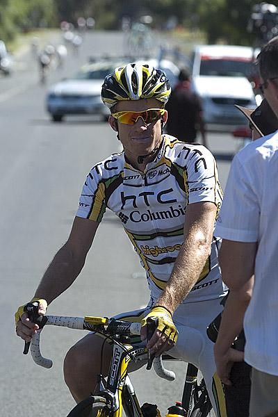 One of the pre-race fancies Michael Rogers (HTC Columbia) before racing begun in Buninyong.