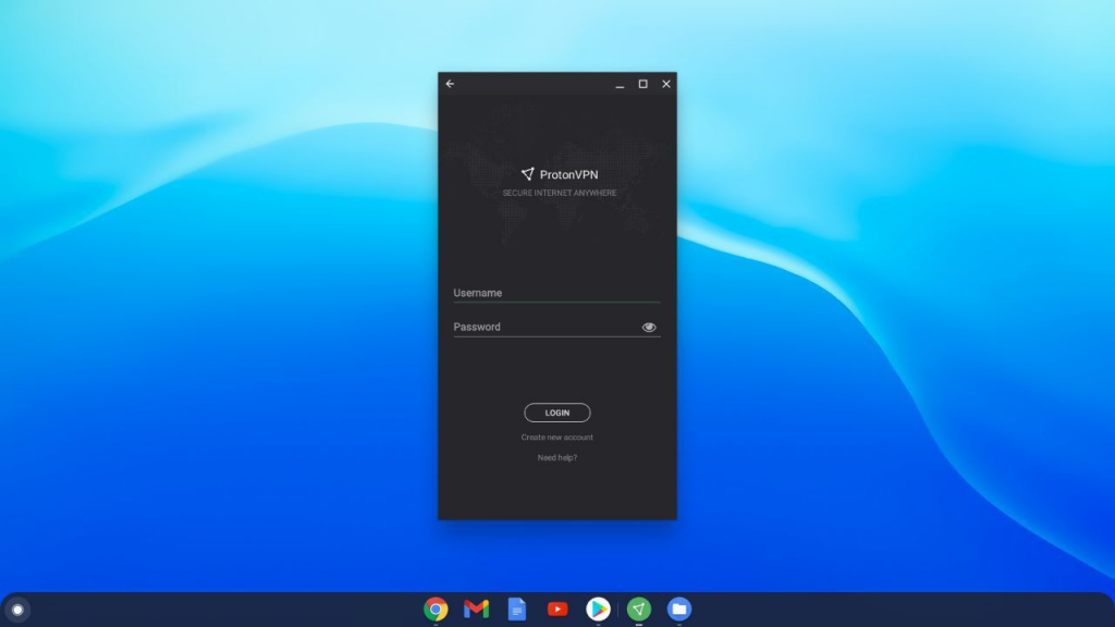 ProtonVPN Chromebook VPN interface