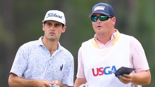 Jackson Suber with his caddie at the US Open