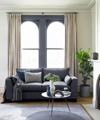 Grey painted living room window