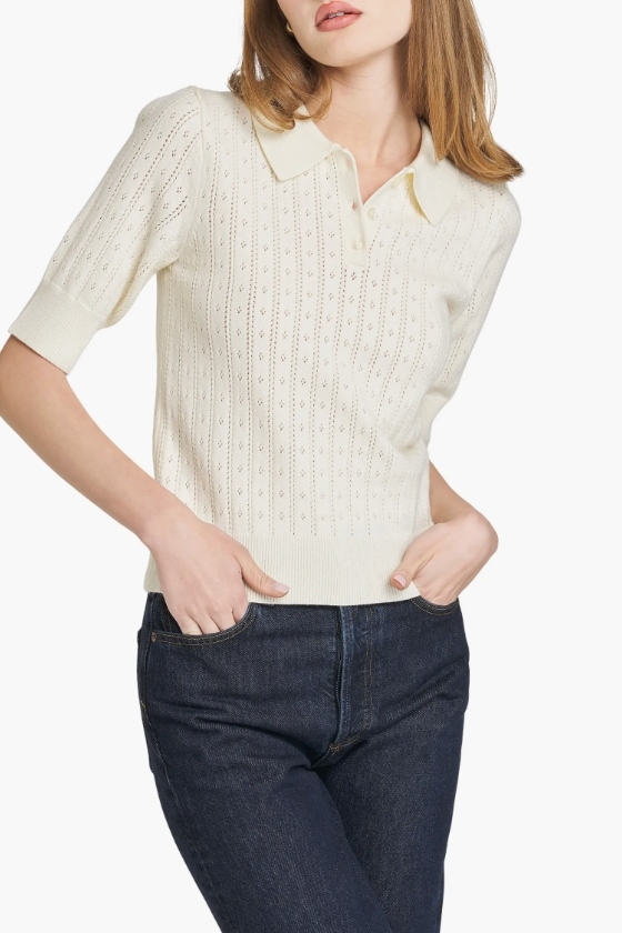 Taylor Short Sleeve Pointelle Polo Sweater