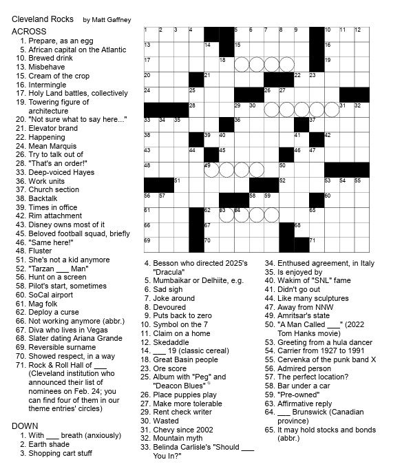 An unsolved crossword puzzle.