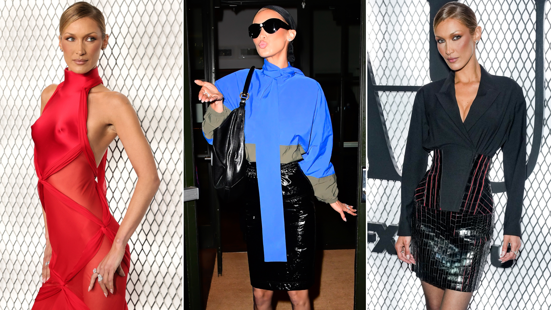 Bella Hadid attended The Beauty premiere in three different red carpet looks