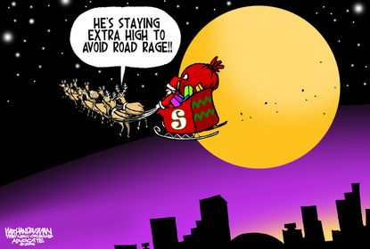 Editorial cartoon U.S. Christmas holiday road rage