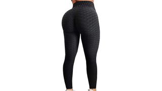 A model from the waist down wearing Seasum High Waist Butt Lift Yoga Pants for the best leggings on Amazon.