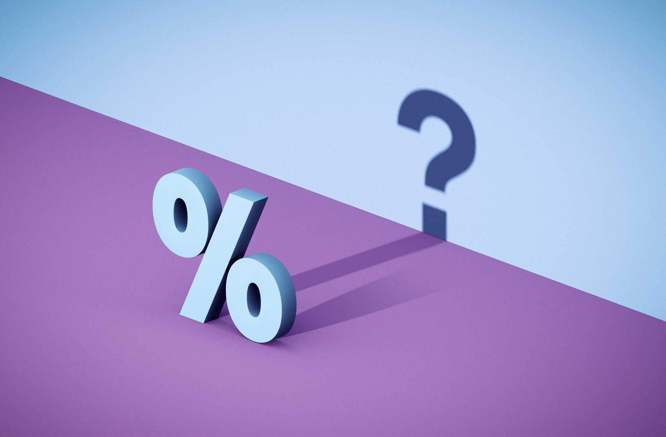 percent sign casting a shadow of a question mark