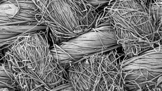Scanning electron microscope view of test textiles.