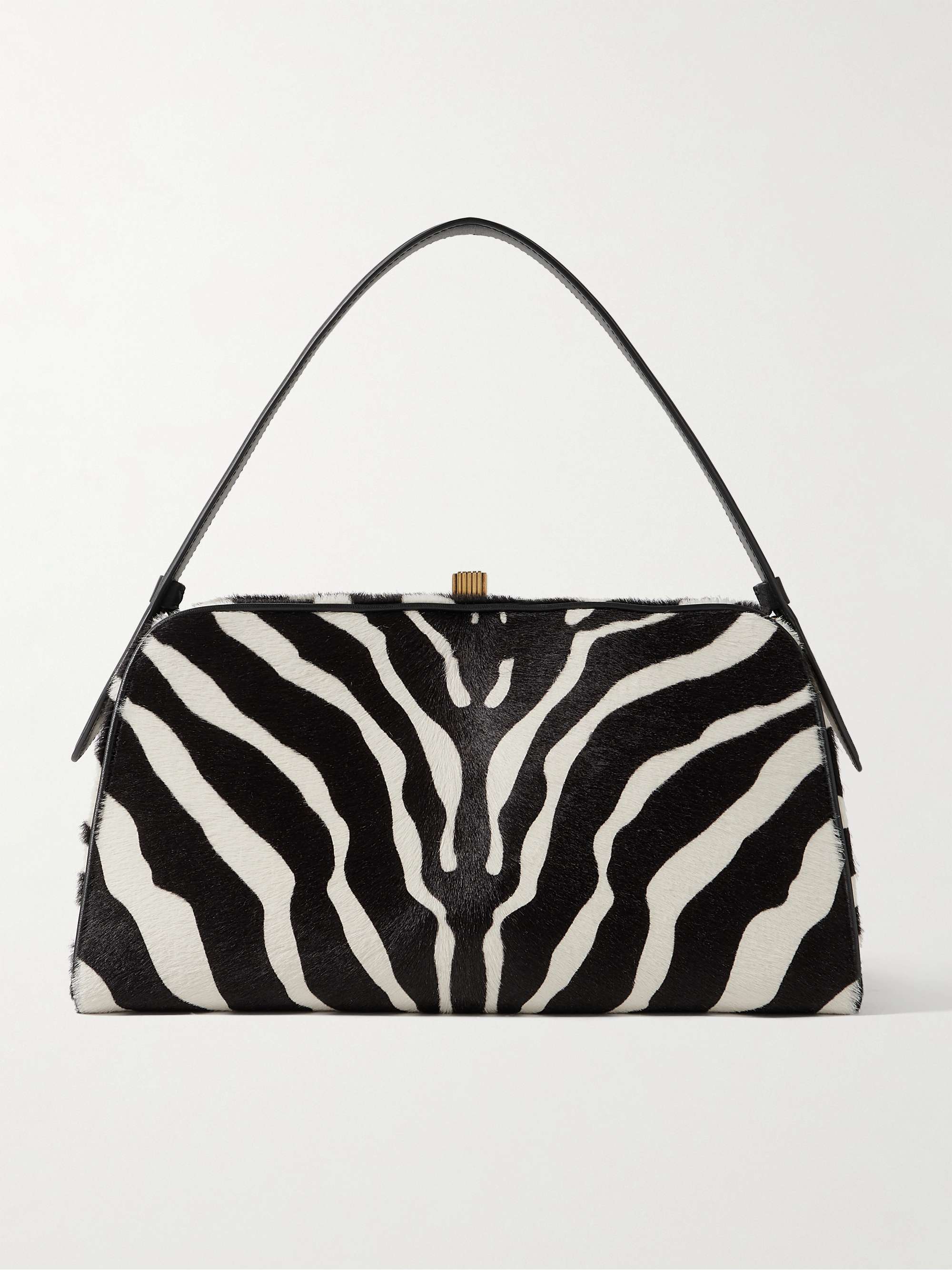 Cate Leather-Trimmed Zebra-Print Calf Hair Tote
