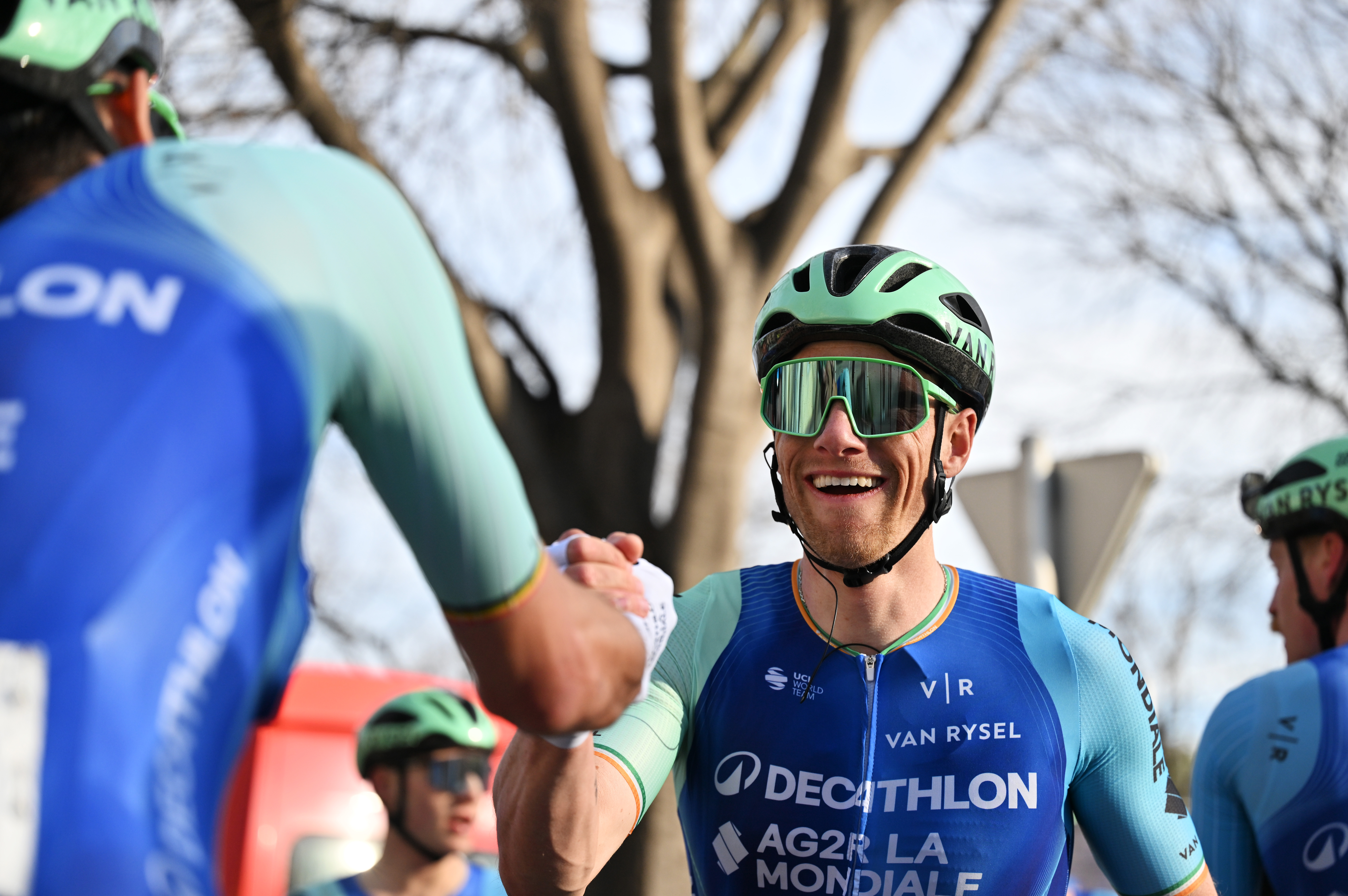 ARLES FRANCE FEBRUARY 16 Stage winner Sam Bennett of Ireland and Decathlon AG2R La Mondiale Team reacts after the 9th Tour de la Provence Stage 3 a 1906km stage from Rognac to Arles on February 16 2025 in Arles France Photo by Billy CeustersGetty Images