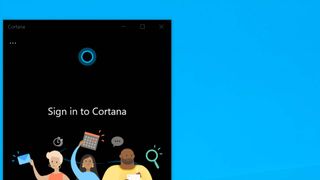 Windows 10's Cortana Task Bar button pop-up showing sign-in screen