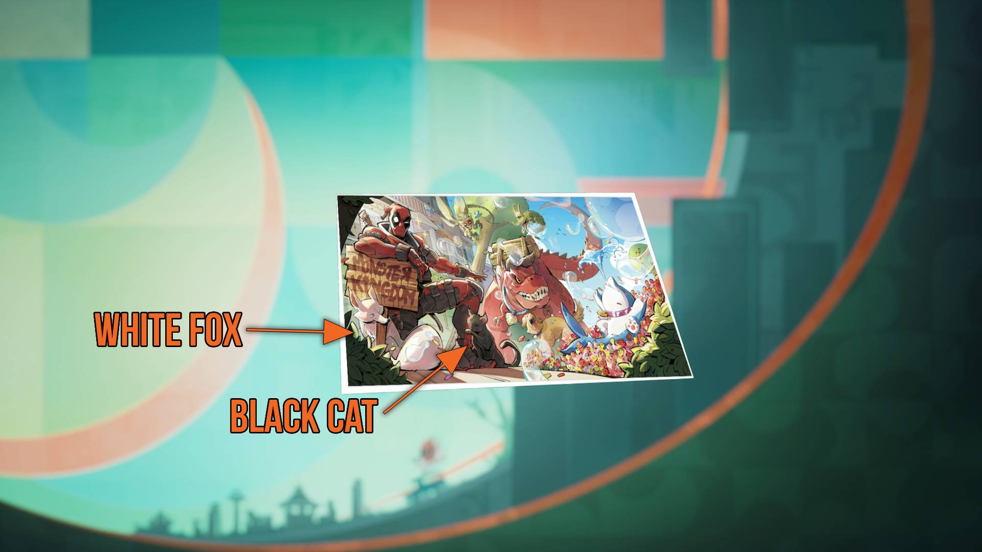 Marvel Rivals gallery image showing deadpool with a white fox and black cat