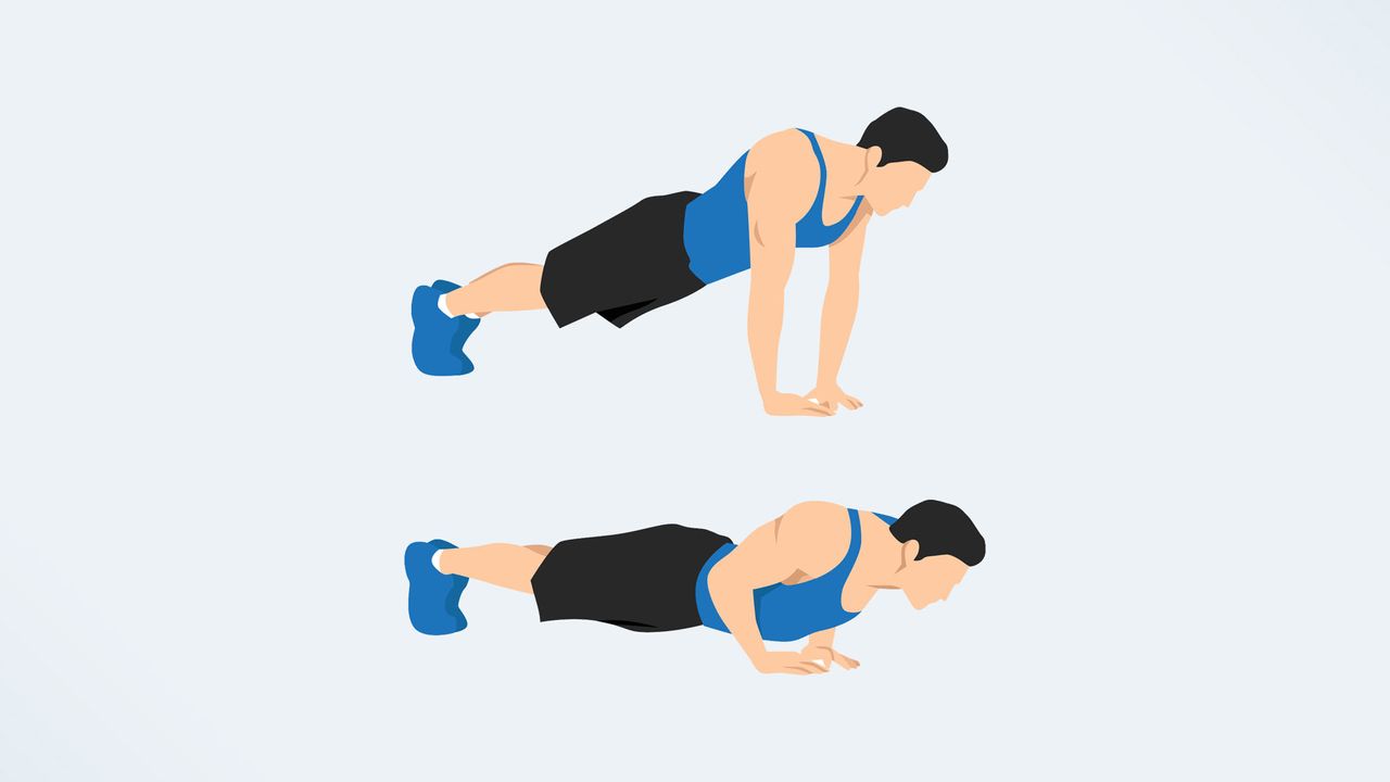 an illo of a man doing a diamond push up