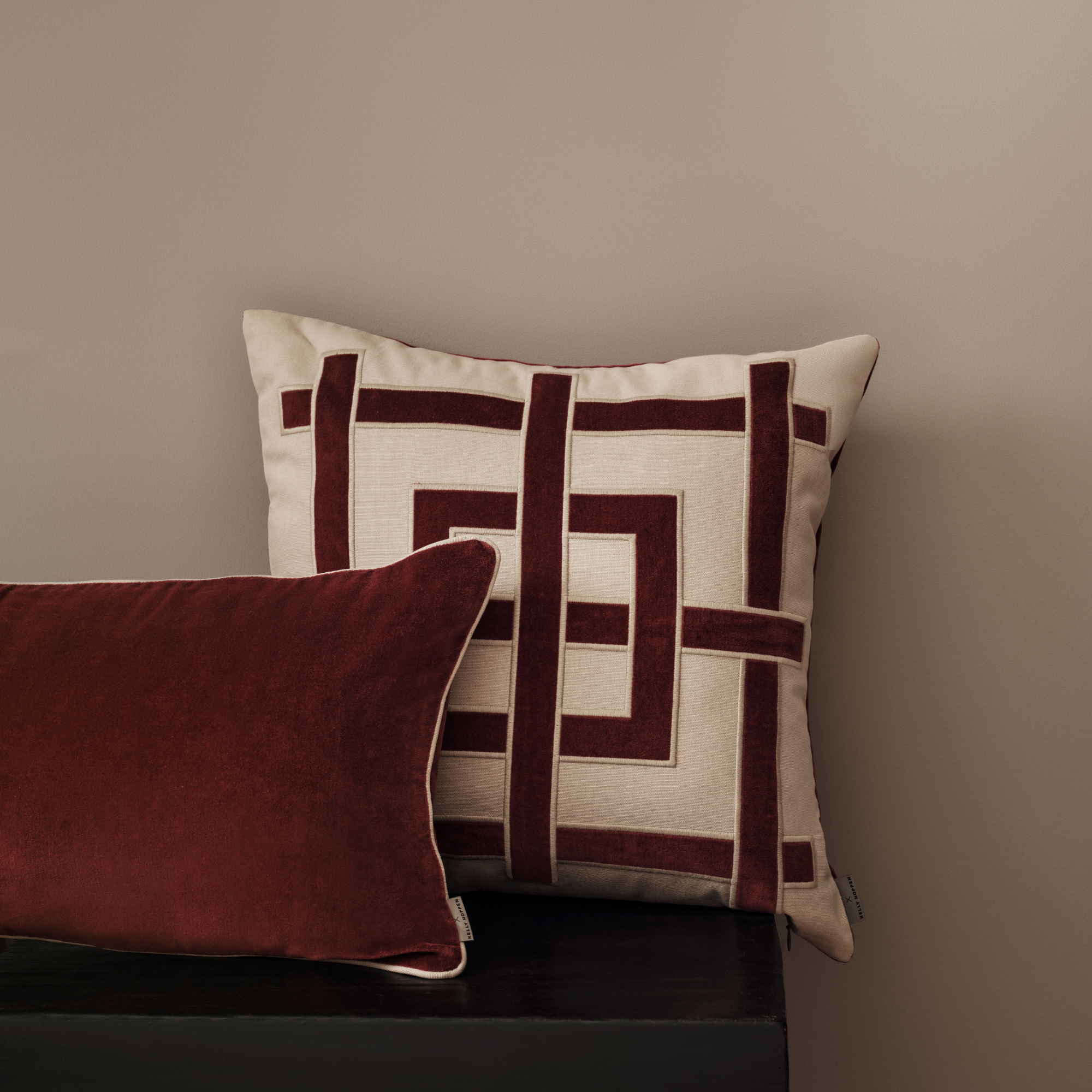 M&S x Kelly Hoppen Pure Cotton Geometric Appliqué Cushion