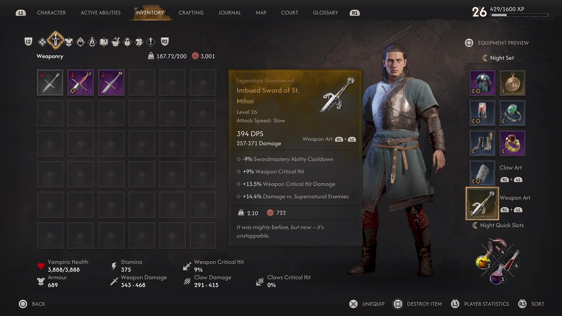 The Imbued Sword of St. Mihai in The Blood of Dawnwalker, reforged from silver sword shards
