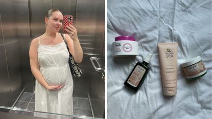 best stretch mark creams for pregnancy - a selfie of valeza holding her bump