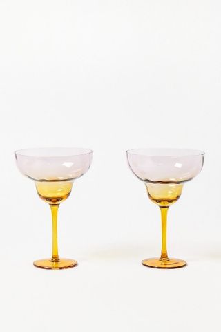 Oliver Bonas Java Yellow Ombre Margarita Glasses Set of Two