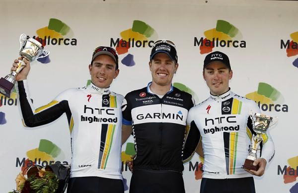 Trofeo Cala Millor podium (l-r): John Degenkolb, 2nd; Tyler Farrar, 1st; Leigh Howard, 3rd
