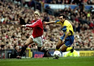 David Beckham in action for Manchester United against Southampton in 1999.