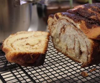 A loaf of Cinnamon crunch bread made in the Hamilton Beach Electric Stand Mixer