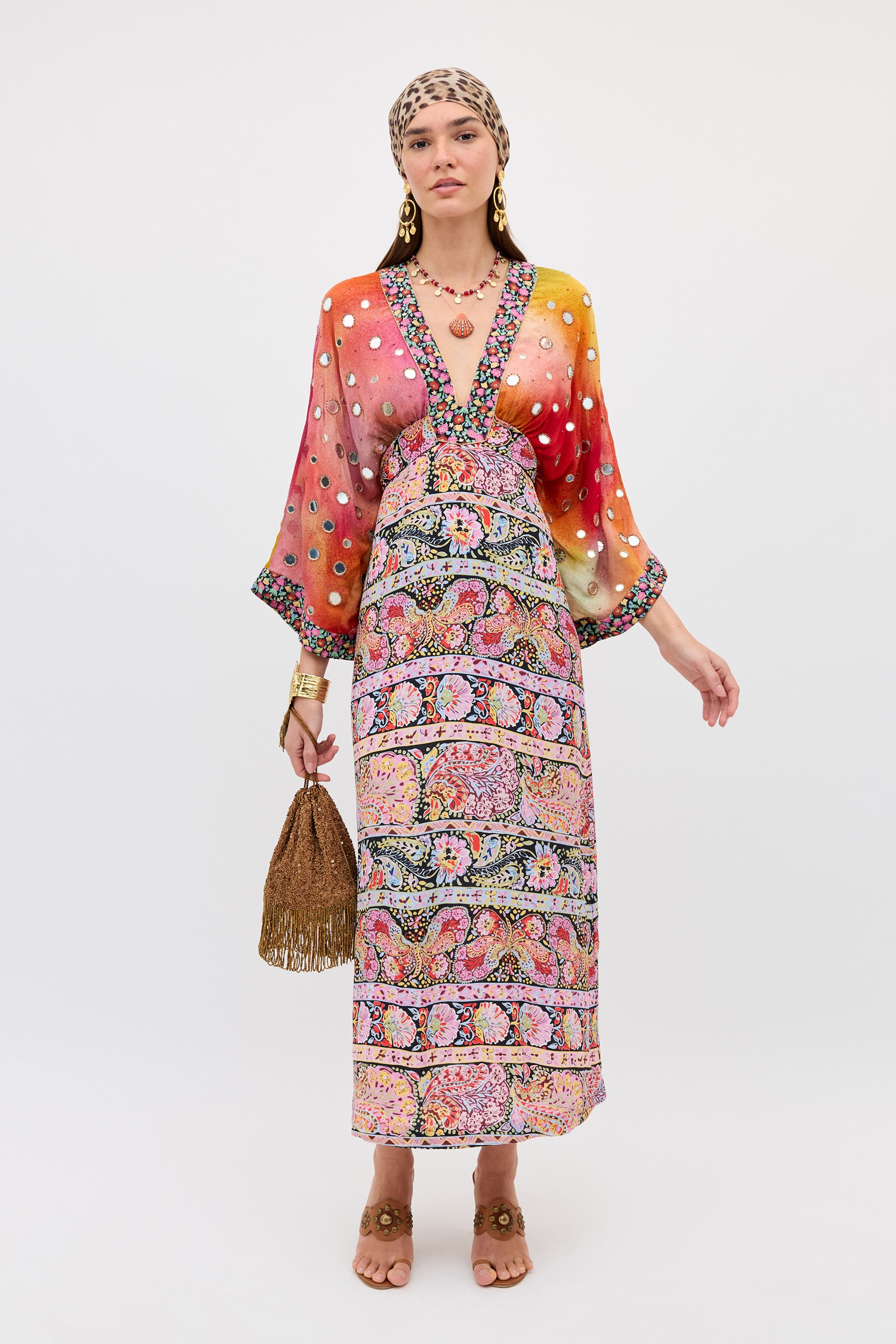 Flori Silk Embellished Dress in Cara Swift Mix Multi