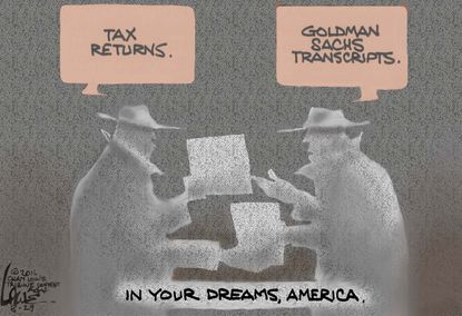 Political cartoon U.S. 2016 election Tax returns for Transcripts