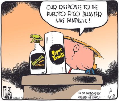 Political cartoon U.S. Trump Puerto Rico Hurricane Maria