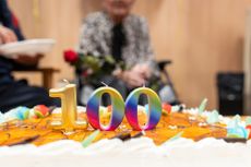Age 100 birthday cake pensioner concept