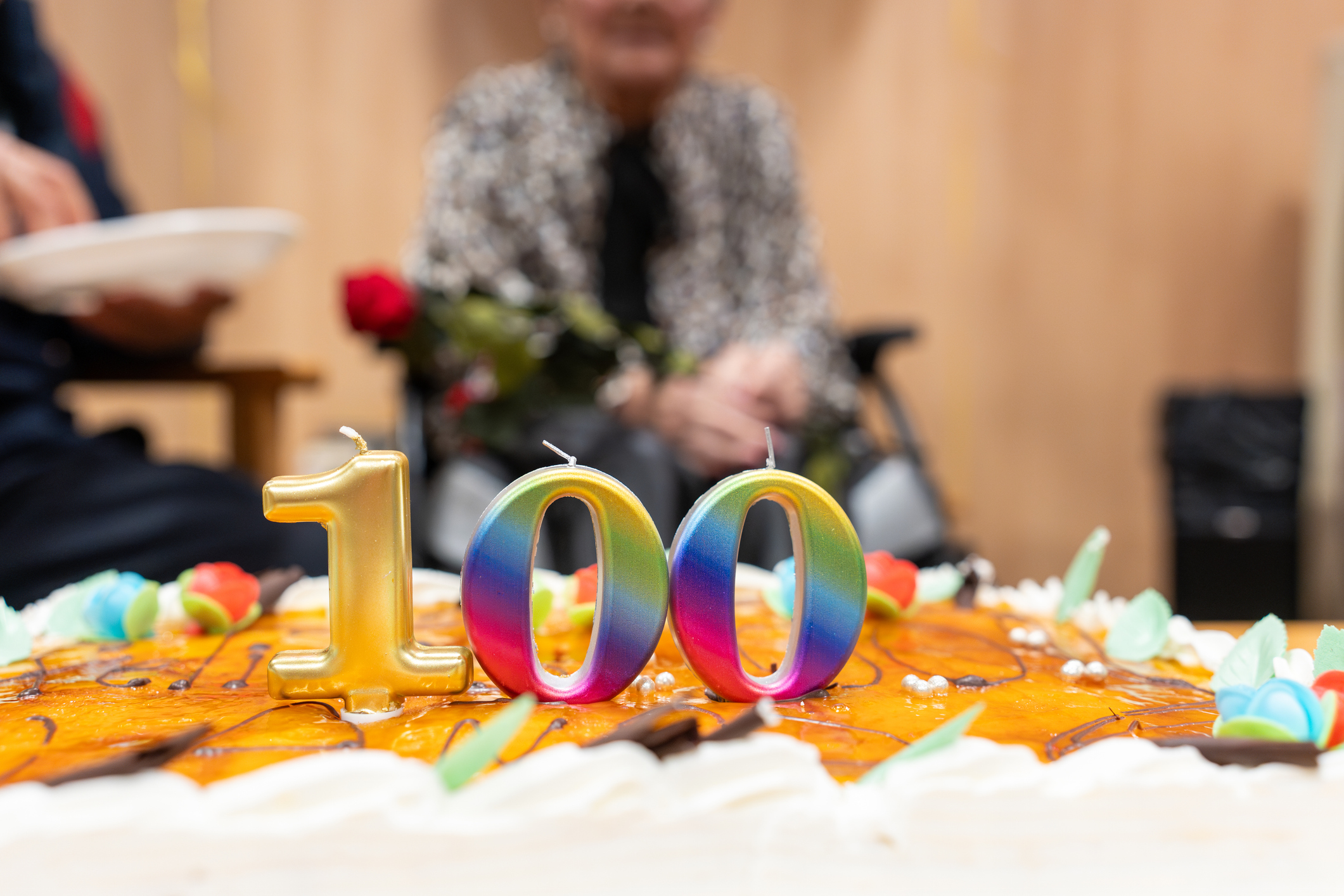 Age 100 birthday cake pensioner concept
