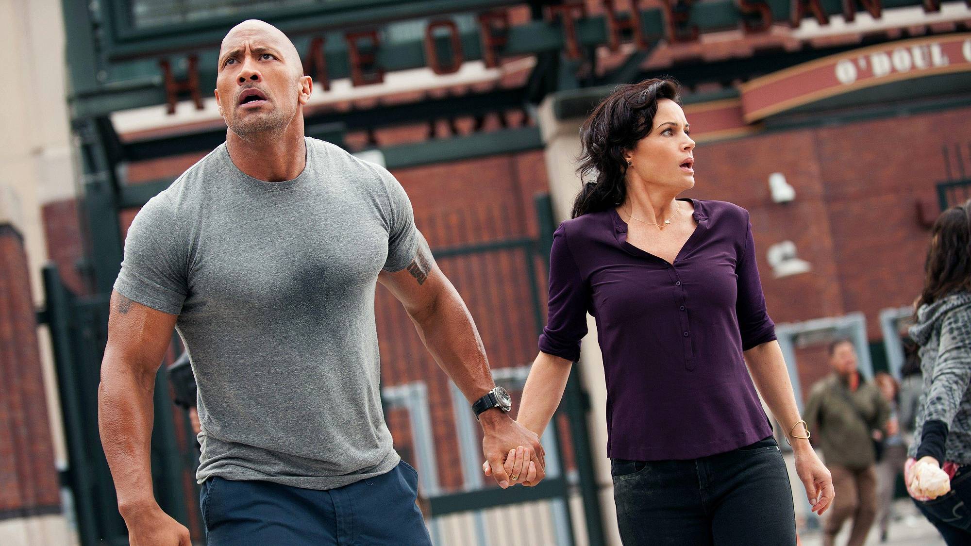 Dwayne Johnson and Carla Gugino in &quot;San Andreas&quot; movie (2015)
