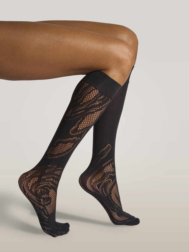 Rose Net Knee Highs