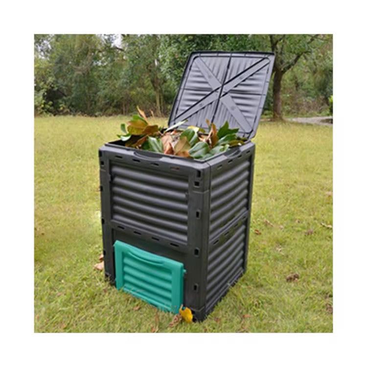 Easy Shopping&amp;reg; Garden Compost Bin, 300l Outdoor Composting Container for Kitchen &amp;amp; Garden Waste Composter With Hinged Lid, Durable &amp;amp; Waterproo Black and Green