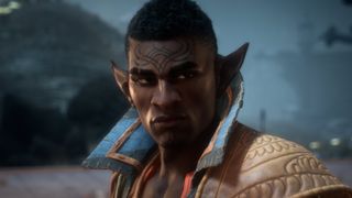 Dragon Age: The Veilguard - Davrin looks serious on a battlefield