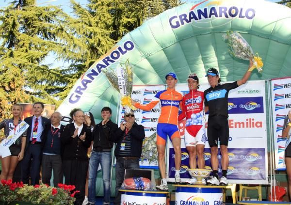 The podium at the Giro dell'Emilia 2011
