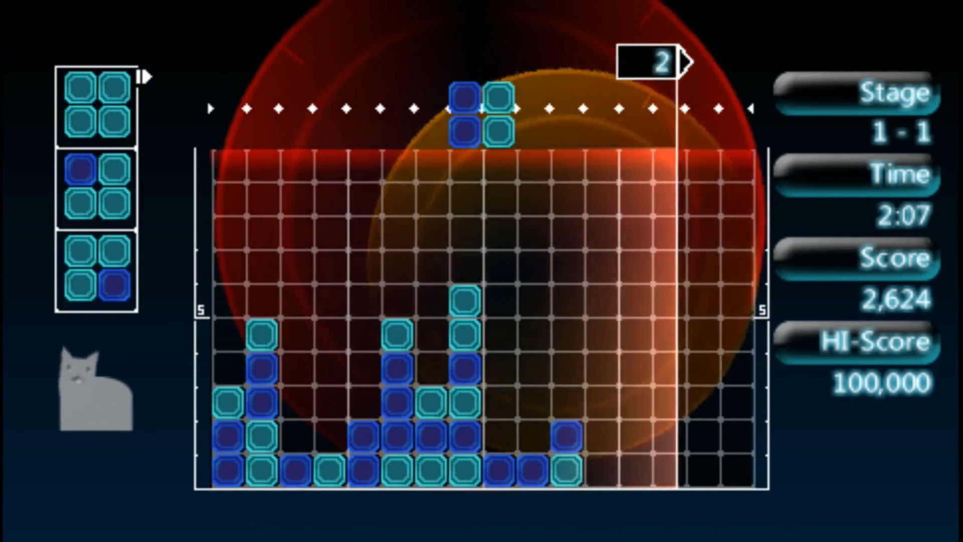 mejores juegos de PSP: bloques que caen en una cuadrícula en Lumines 2