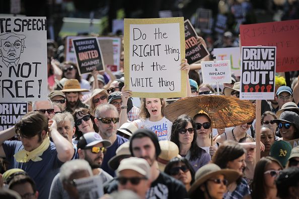 Anti-white supremacist protesters in Berkeley.